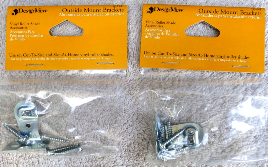 Lot Of Two Roller Shade Outside Window Frame Mount Steel Brackets w/ Screws