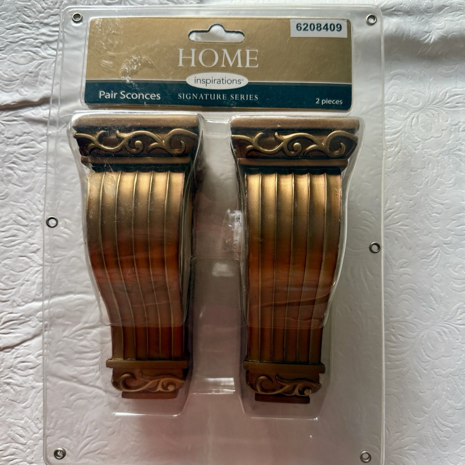 VTG Gold Corbels Valance Drape Curtain Rod Pole Sconce Scarf Bracket Holder SET