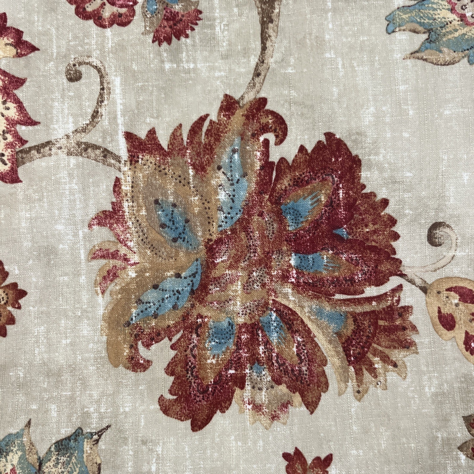 2-Pier 1 Jacobean Floral Curtain Panels 50 X 84” Lined Grommets Tan Polyester