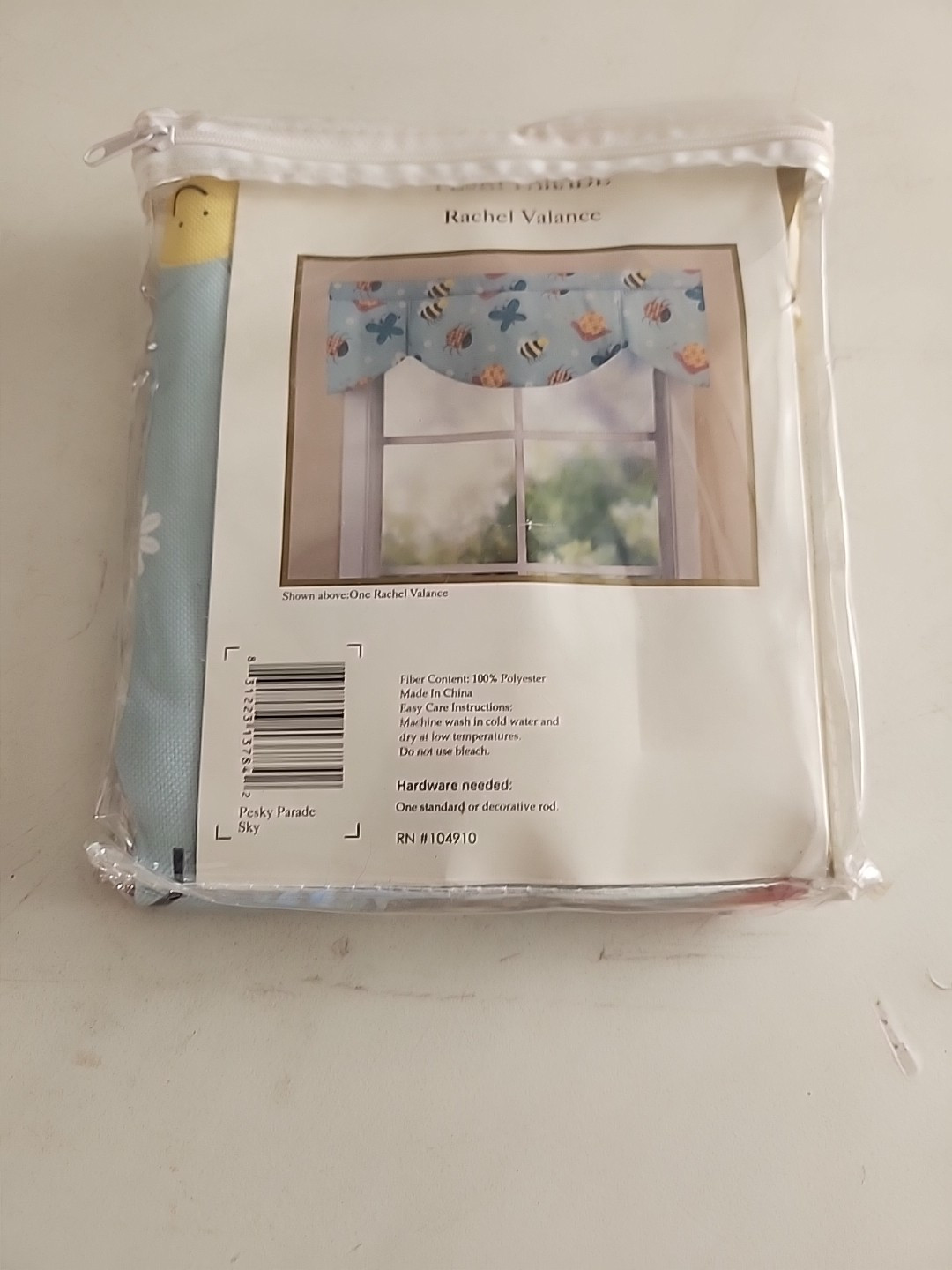 Curtain Butterflies Bumble Bees Ladybugs Sky Blue 50″W X 16L Rachel Valance New