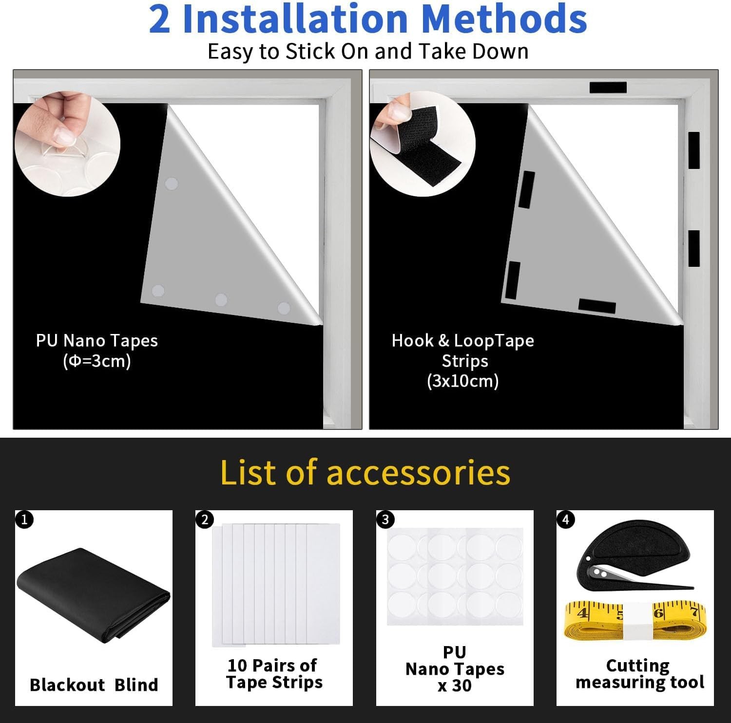100% Portable Blackout Curtains, Portable DIY Blinds, No Drill Travel Blackou…