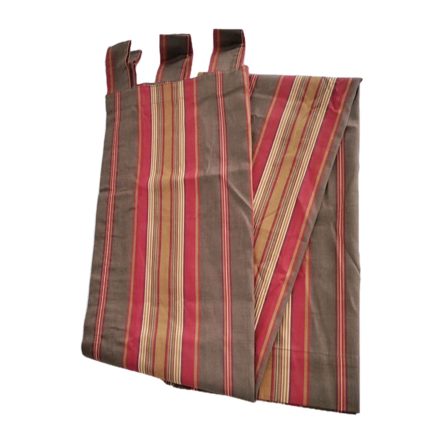 Rustic Lodge Striped Woven Cotton Tab Top Curtain 39×63″ Single Panel Farmhouse
