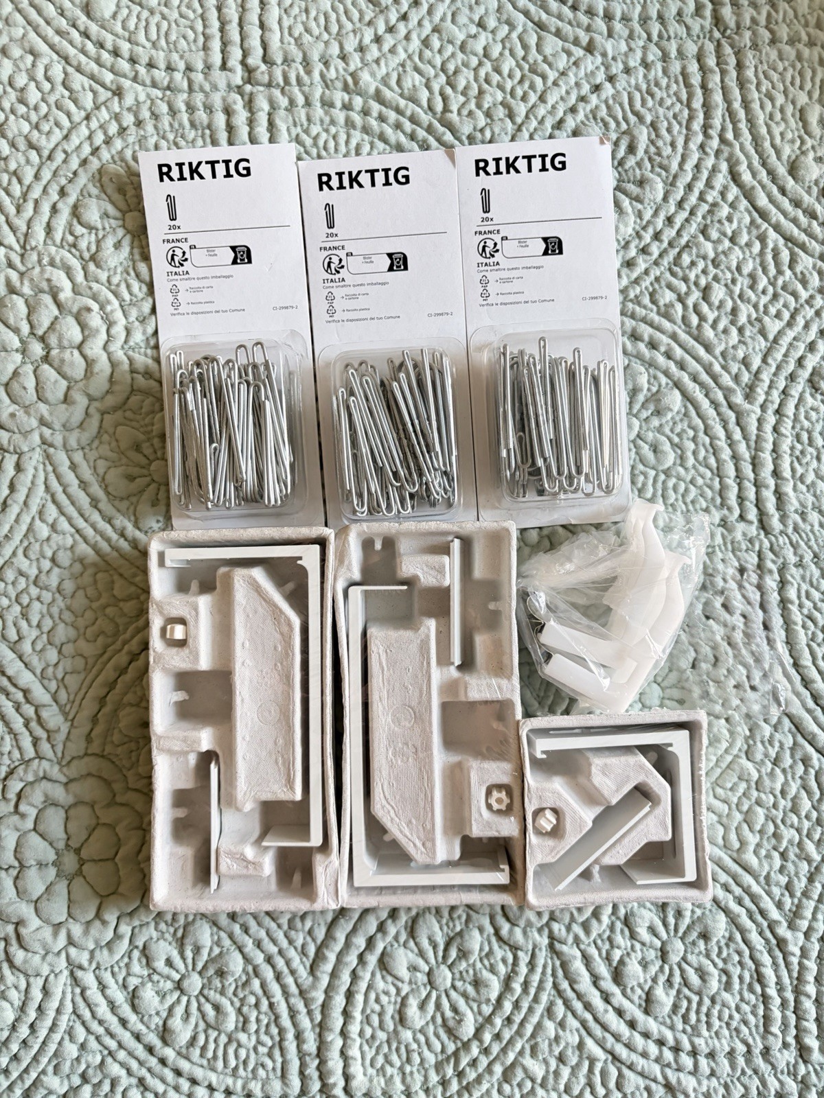IKEA VIDGA Curtain Track Parts & RIKTIG Hooks Bundle – New