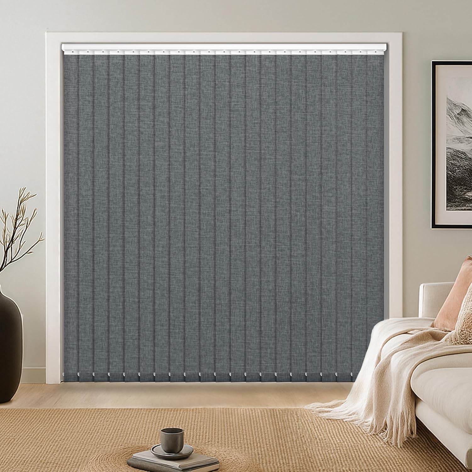 Light Filtering Vertical Blinds Replacement Slats – Polyester Fabric Sliding