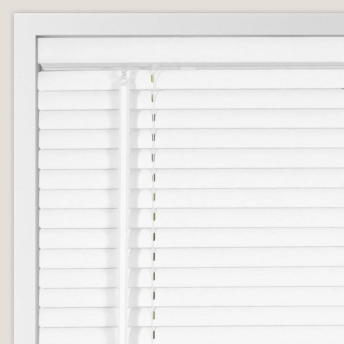 Calyx INTERIORS Room Darkening Vinyl Mini Blinds, Cordless, 1″ Slat, 46.5″ W x