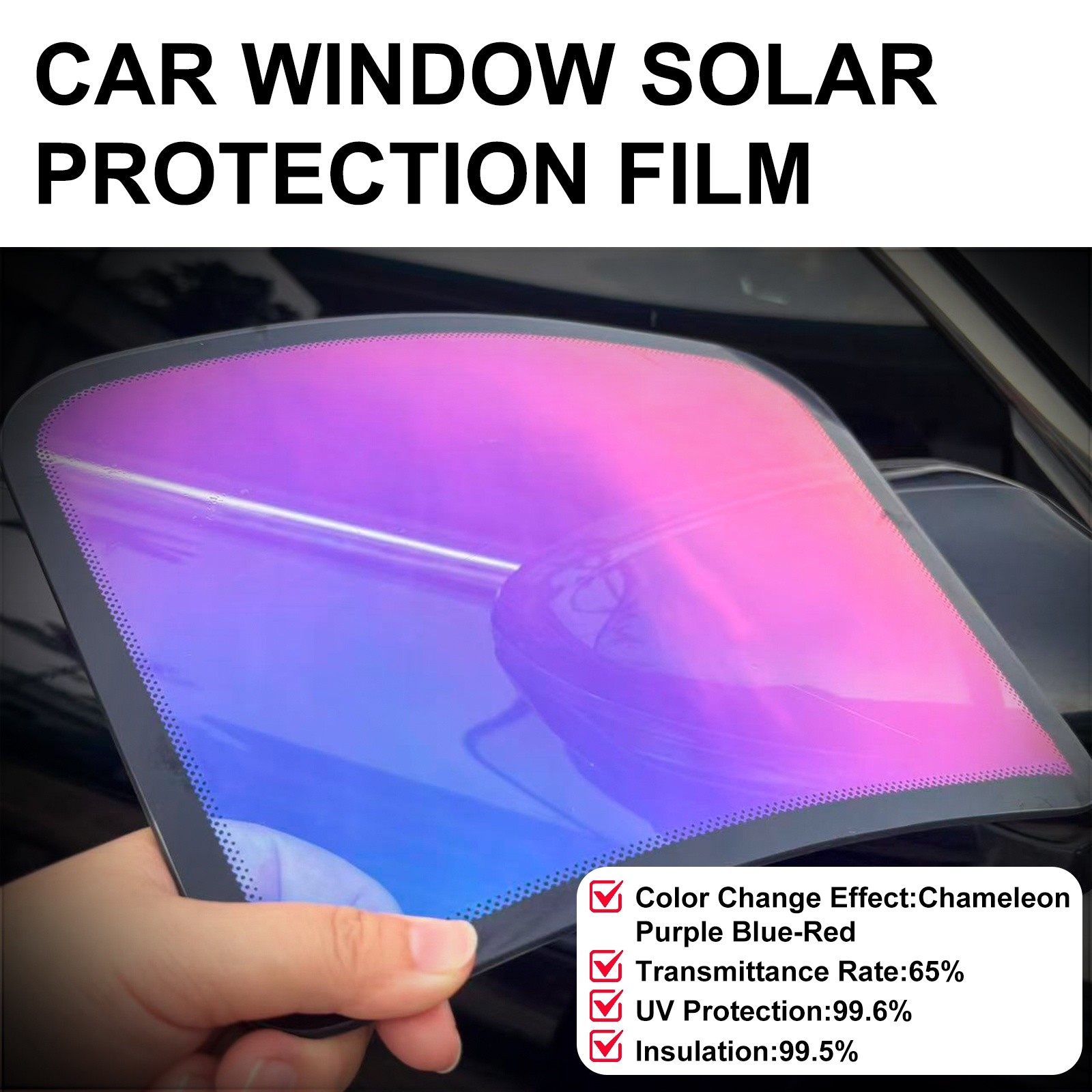 Chameleon Purple Blue to Red Car Windshield Solar Film 65%VLT Car Window Tinting