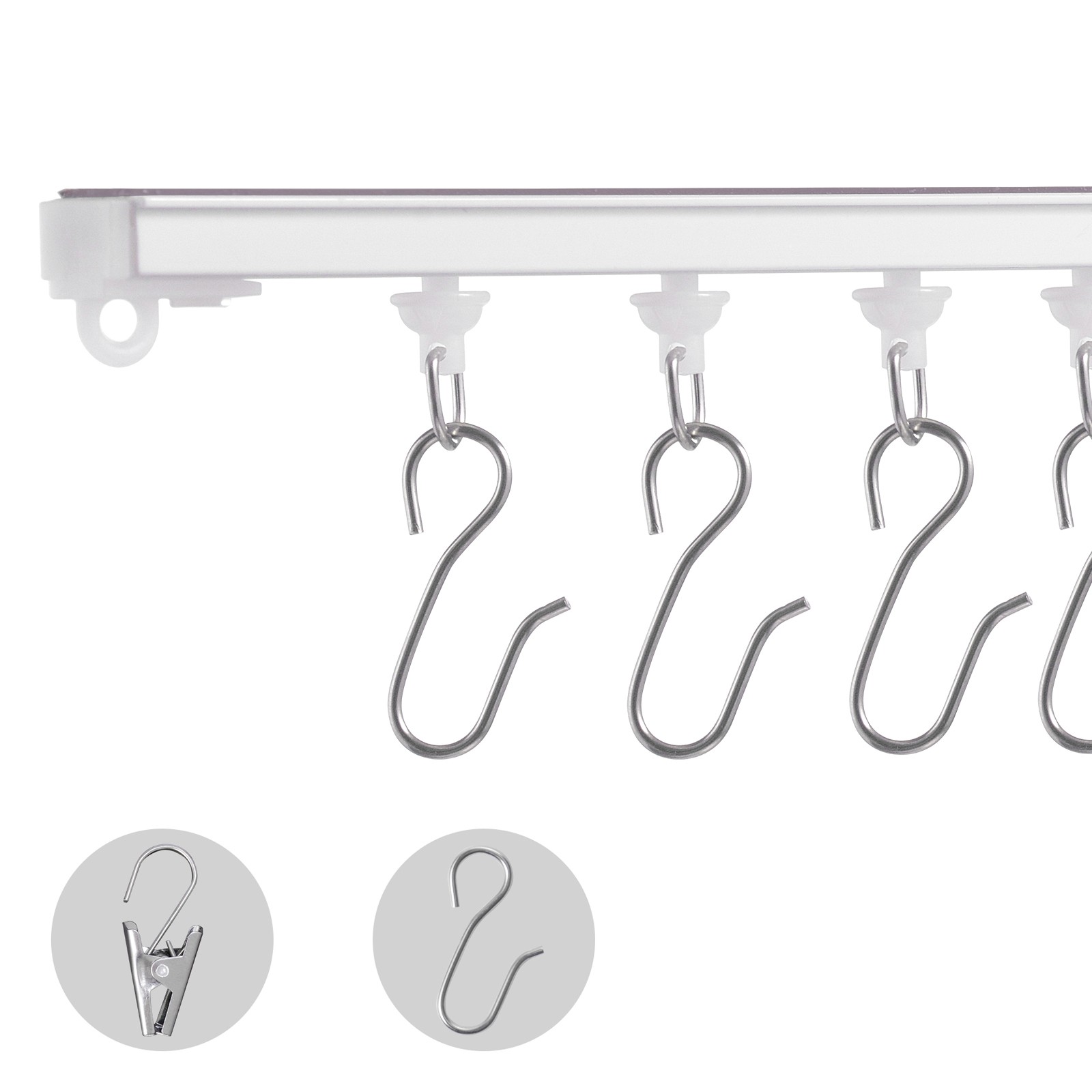 Ceiling Curtain Track Set 9.9 FT/3 Meter Self Adhesive Room Divider White
