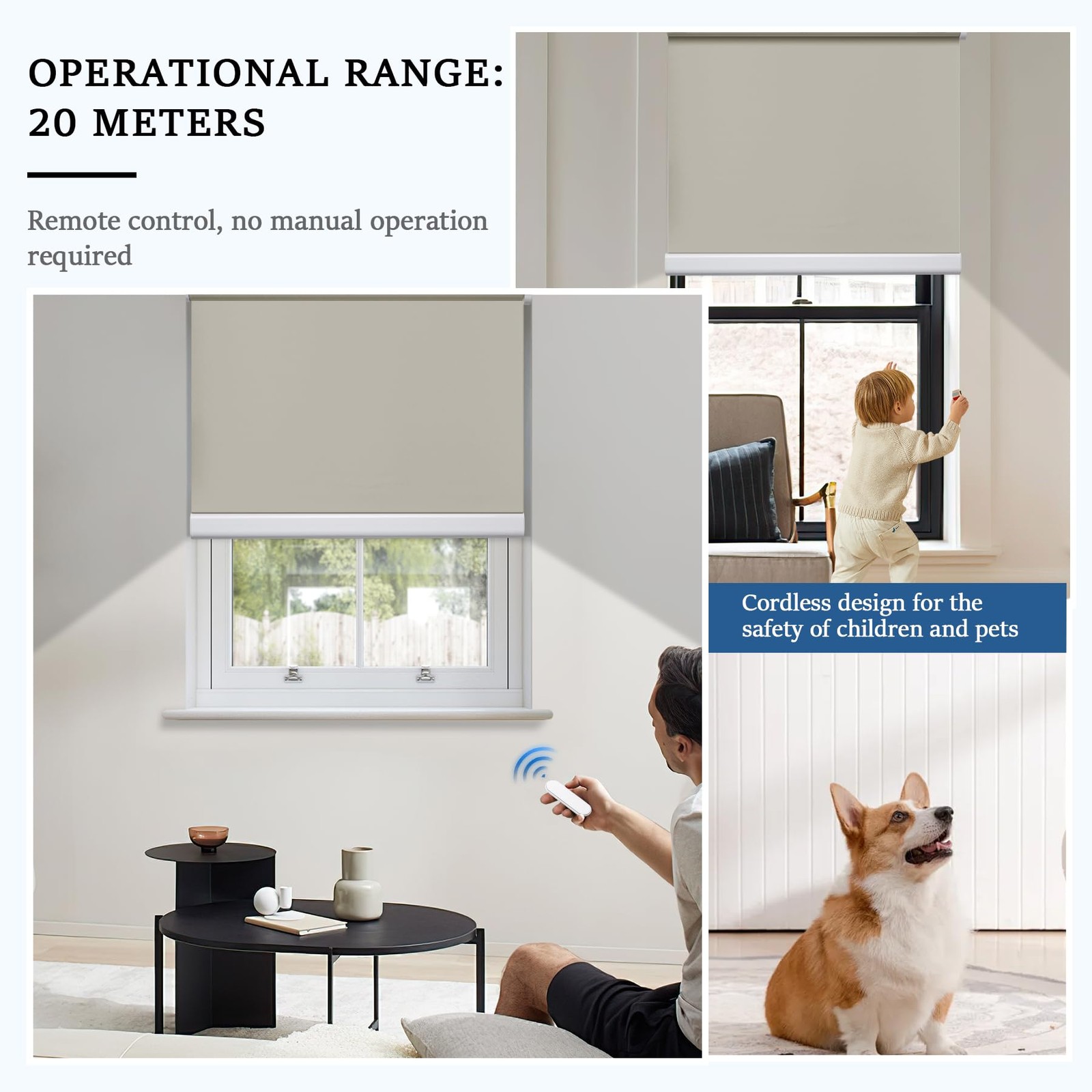 Grandekor Motorized Blinds Remote Control Blackout Roller Shade Electric Shades
