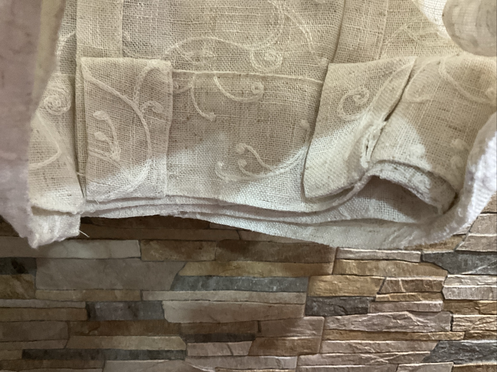 Ralph Lauren FALLBROOK 2 Window Panels Curtains Stitched Scroll Linen 54 x 96”