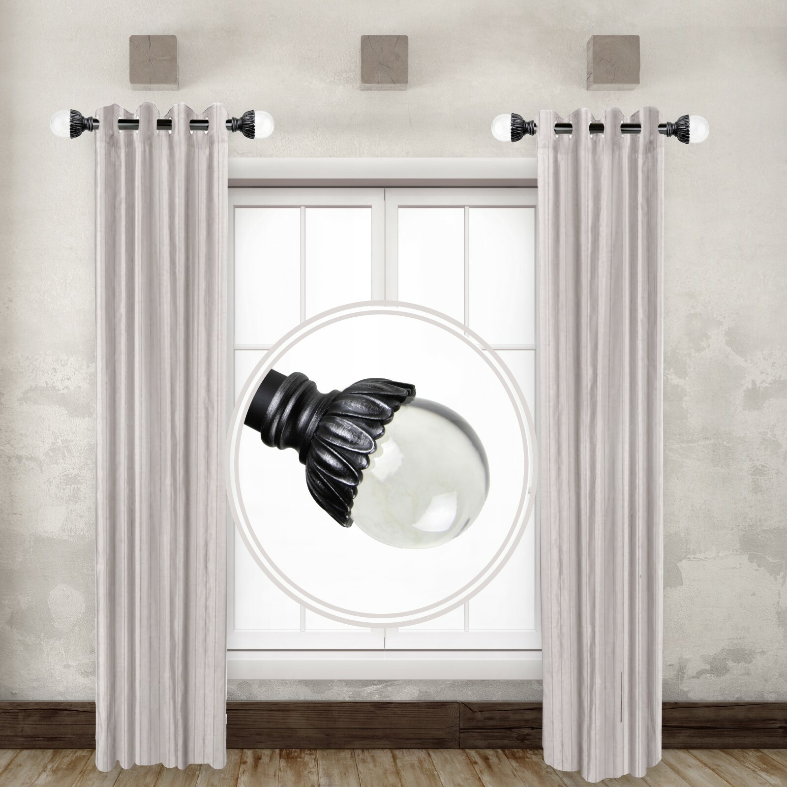 Reese 1″ Side Curtain Rod 12-20 inch long (Set of 2)