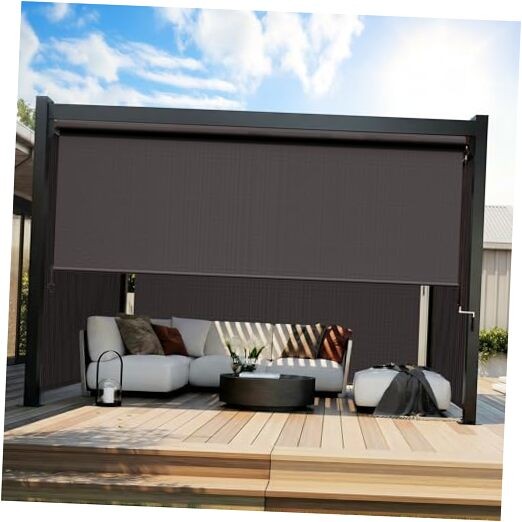 Outdoor Roller Shade, 420GSM New Material Sun Shades Outdoor 96″W x 96″H Brown