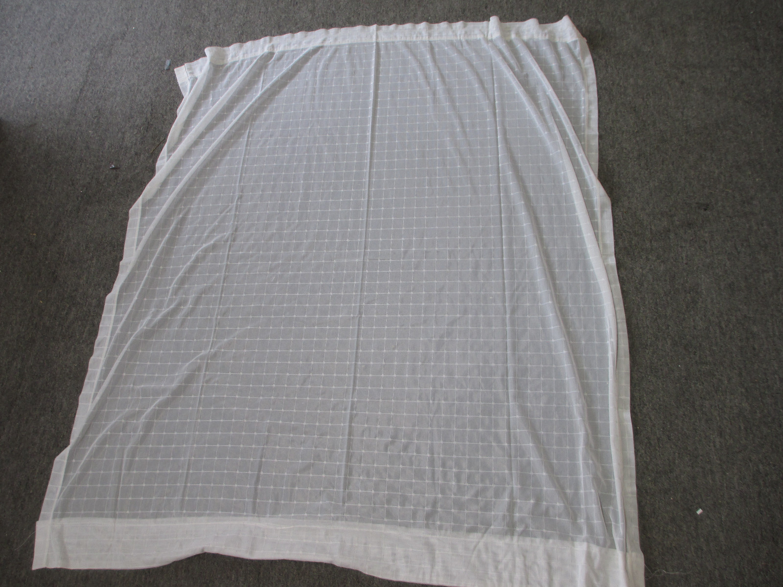 54″ x 58″ White Sheer Curtain Panel, Square Print, Unbranded