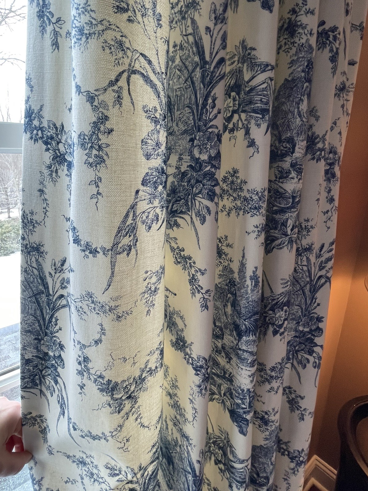 2 pair Custom-made 75W x 84L Blue Linen Pinch Pleated TOILE Lined Curtains