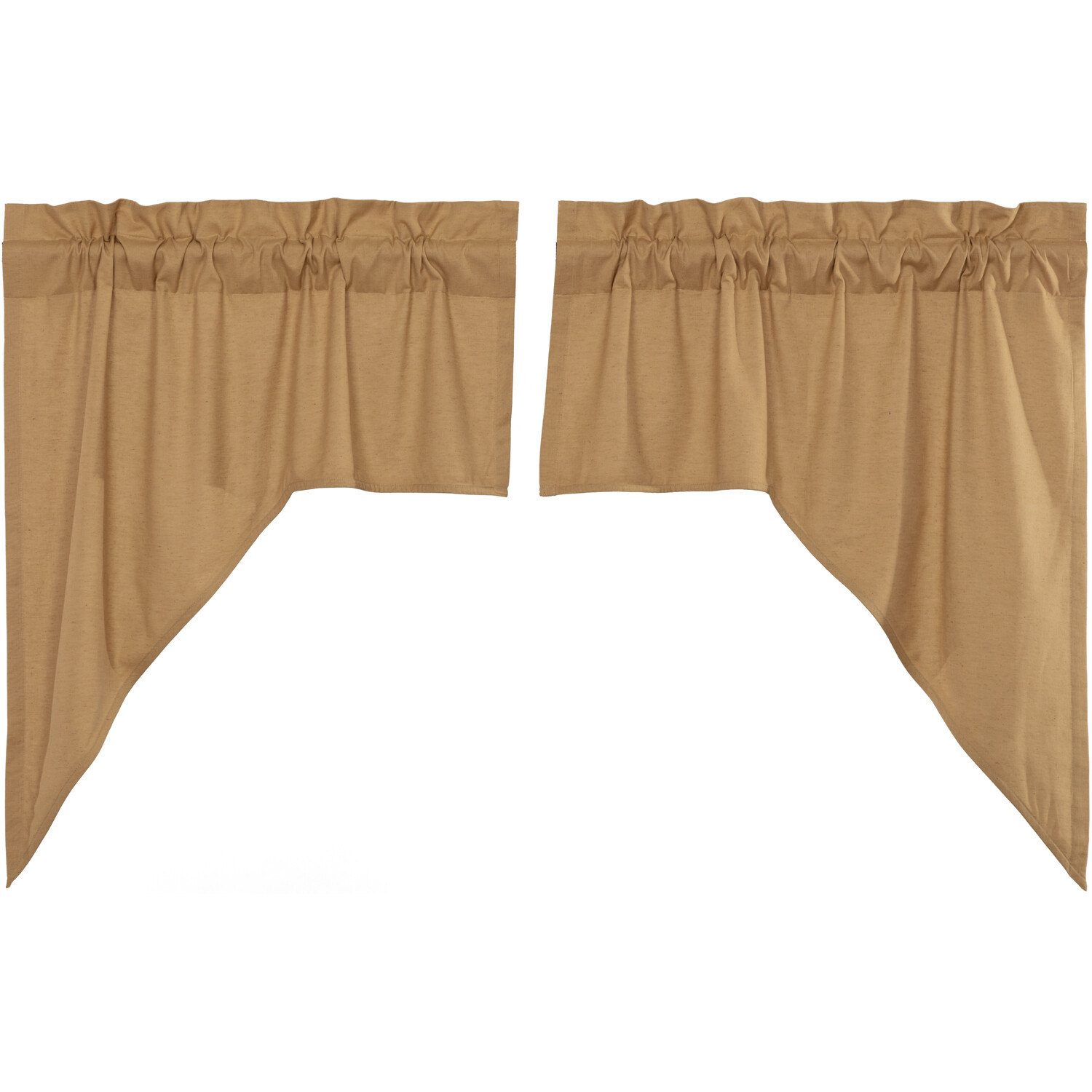 New Primitive Farmhouse PLAIN TAN FLAX GRAIN SACK CAFE SWAGS Curtains 36″