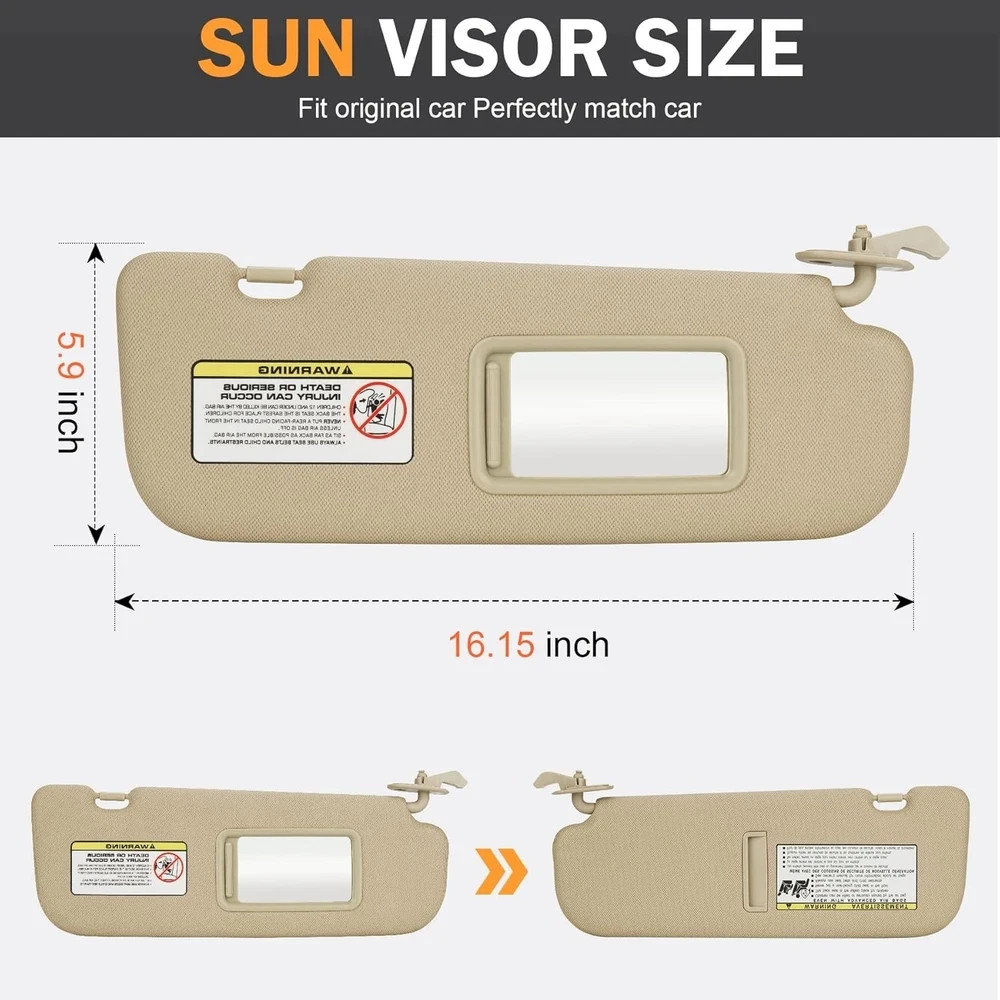 Left Driver & Right Passenger Sun Visor Beige Left Driver & Right Passenger Side