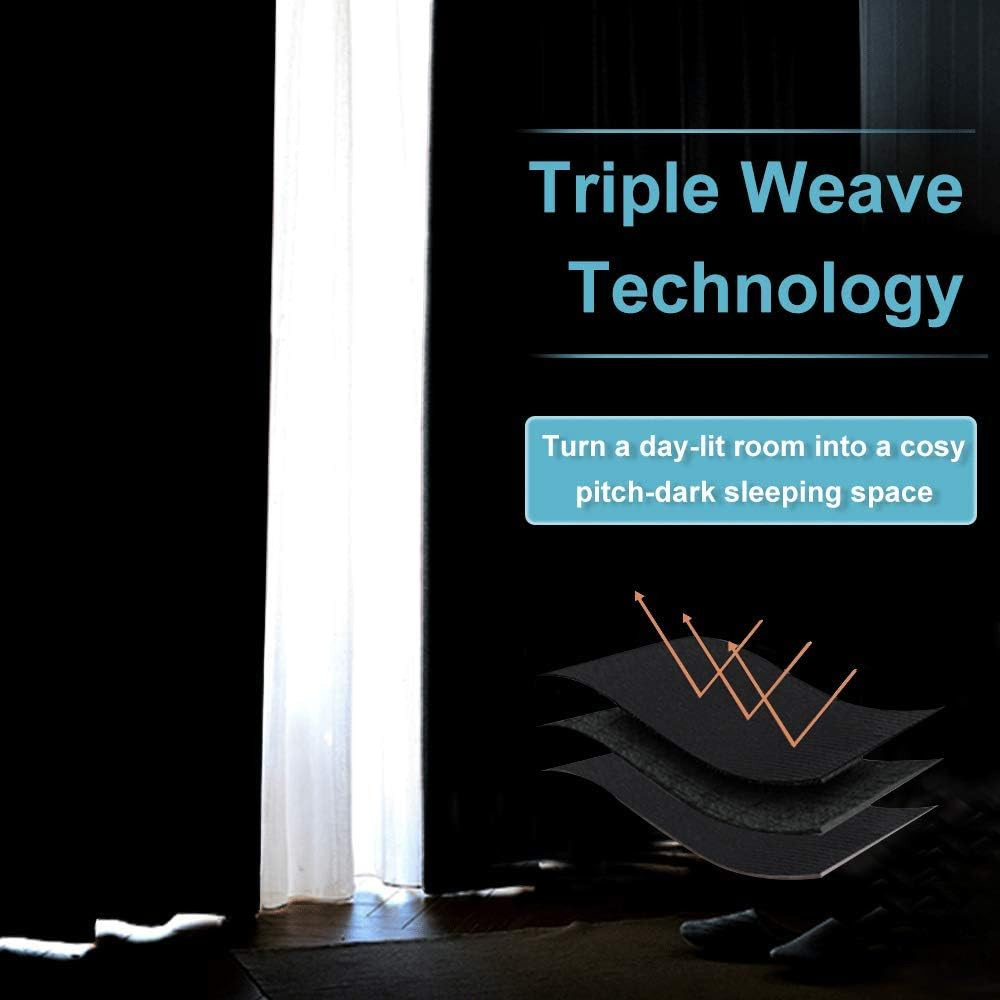 Black Extra Long Soundproof Curtains for Home Theater & Large Windows 8.3x12ft