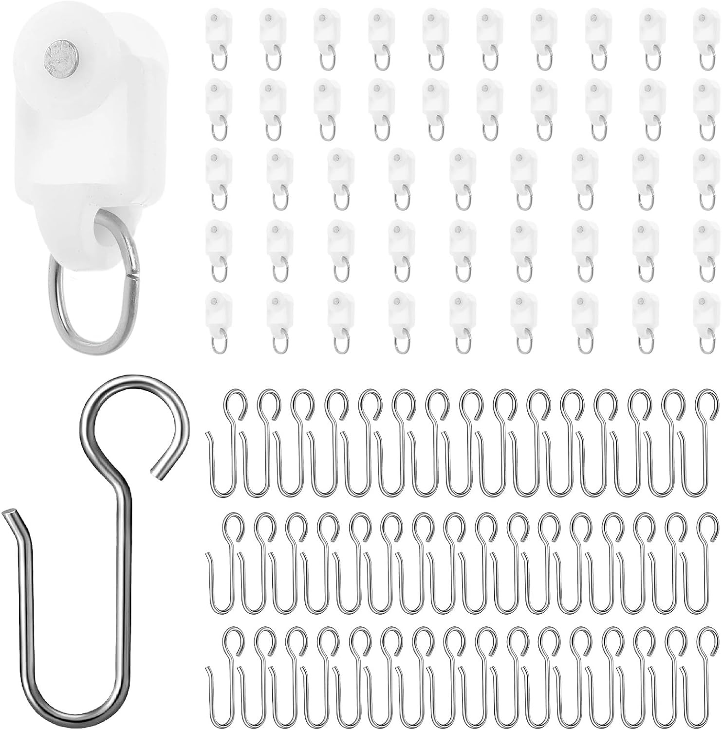 Curtain Tracks Ceiling Wall Mounted White Thickened Style Curtain Tracks with Ho