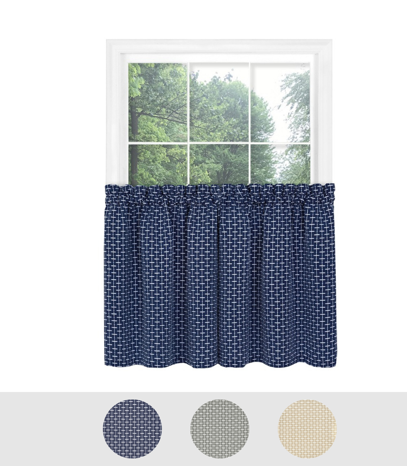 PowerSellerUSA Abstract Line Modern Design Half Rod Pocket Café Tier Pair Set