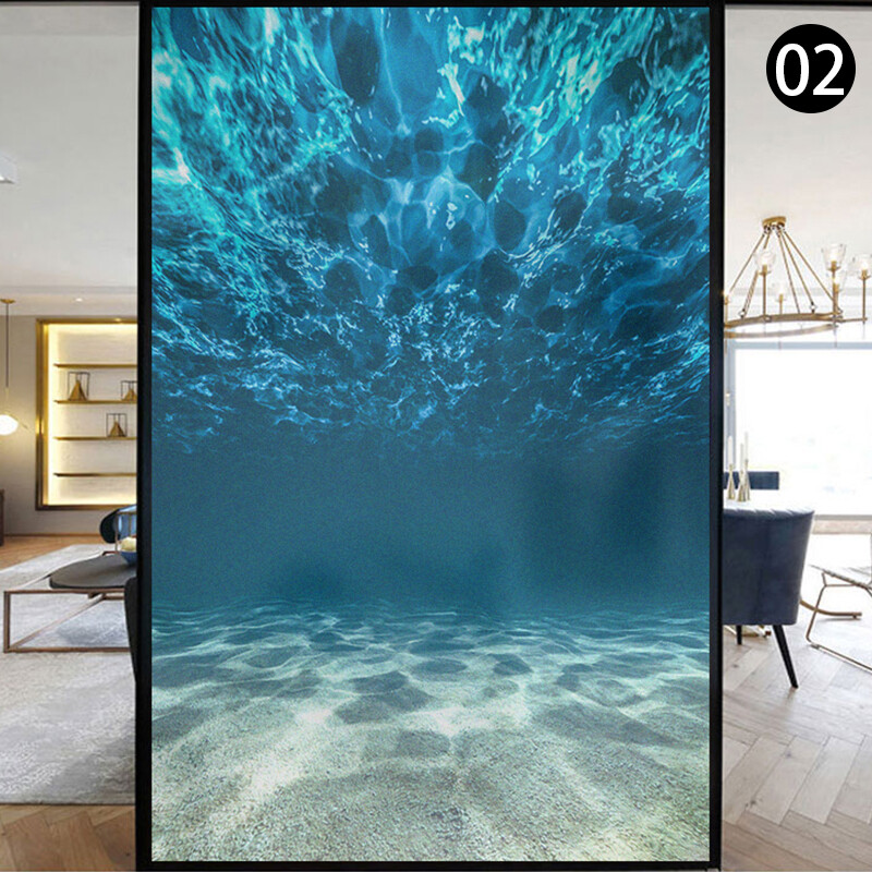 New Ocean Underwater Static Clings Frosted Glass Stained Window Sticker Film