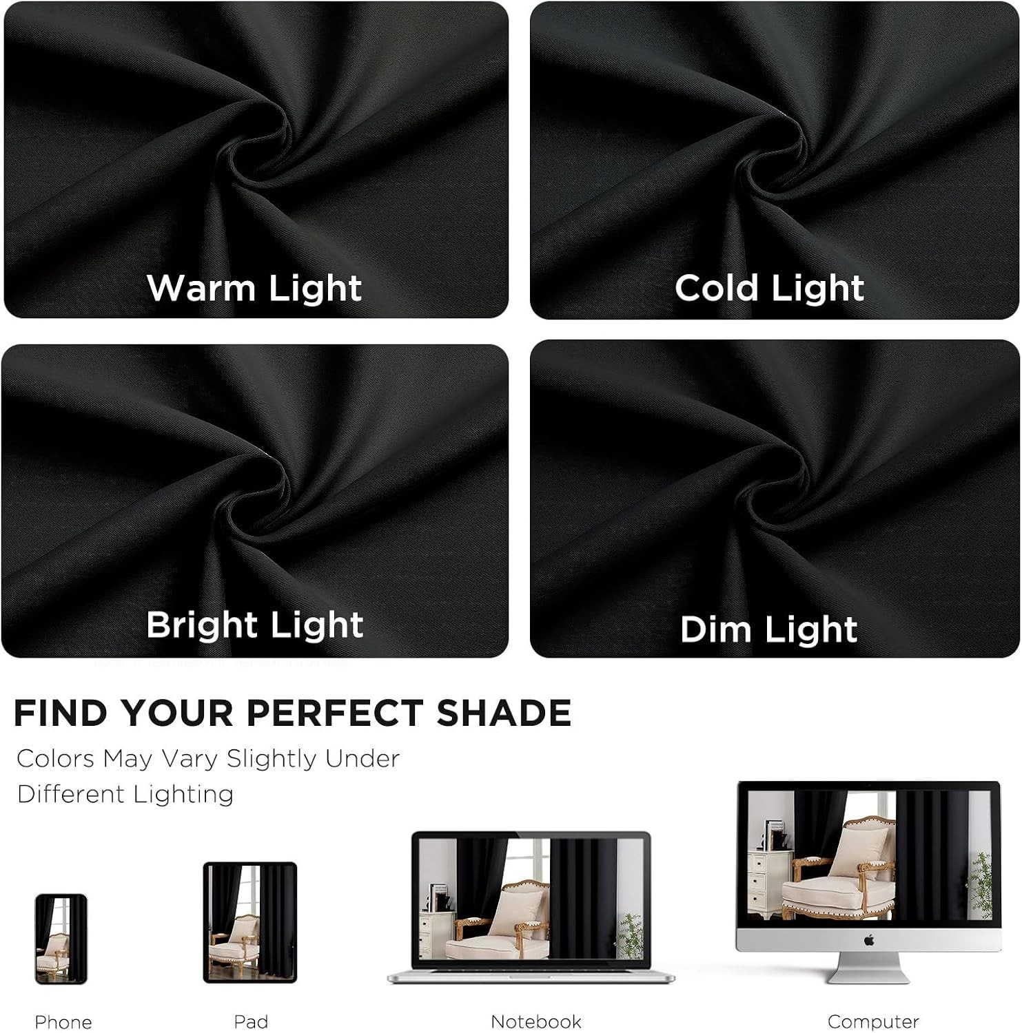 Noise Reducing Blackout Drapes 52×72 Inch – Ideal for Bedroom & Living Room