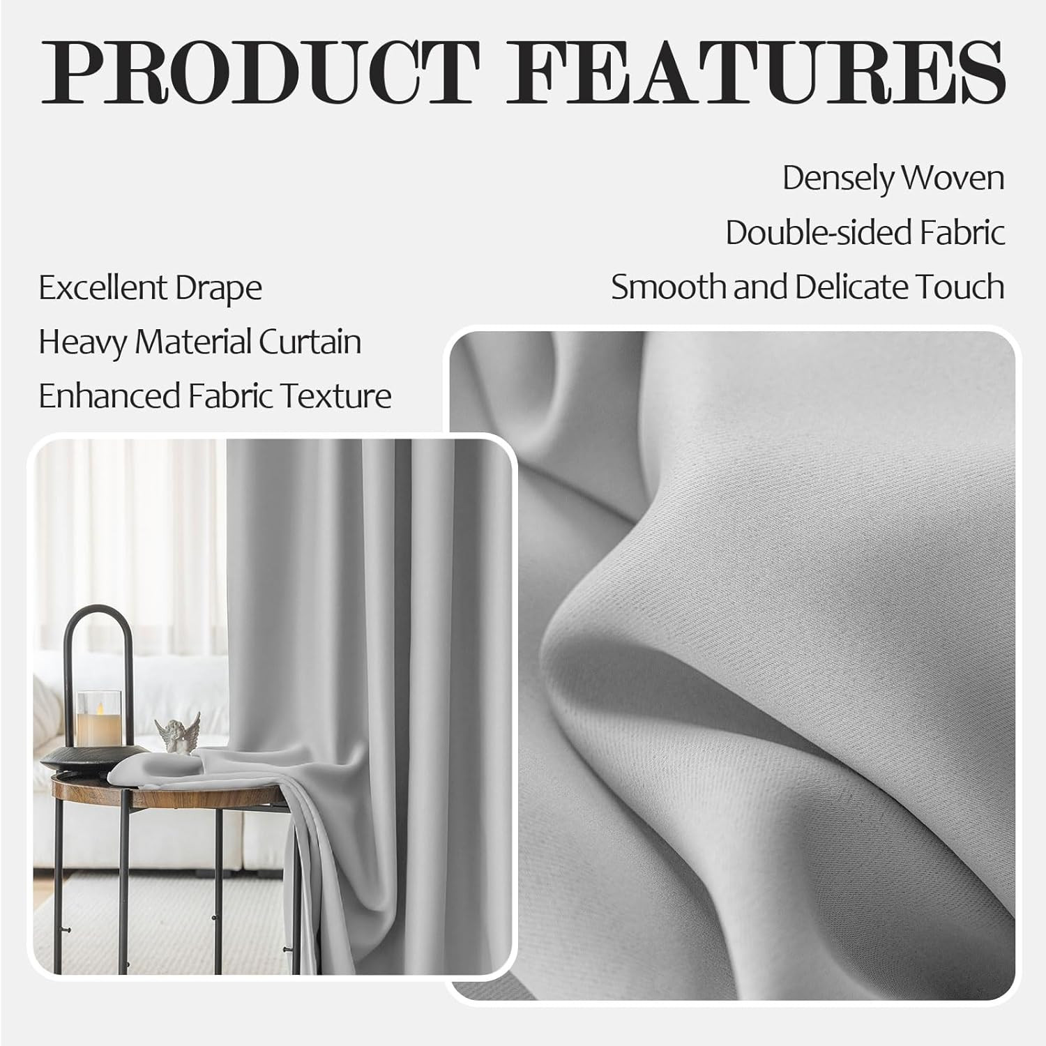 Home Movie Theater Curtains, Soundproof for Track System or Rod with Hooks, Floo