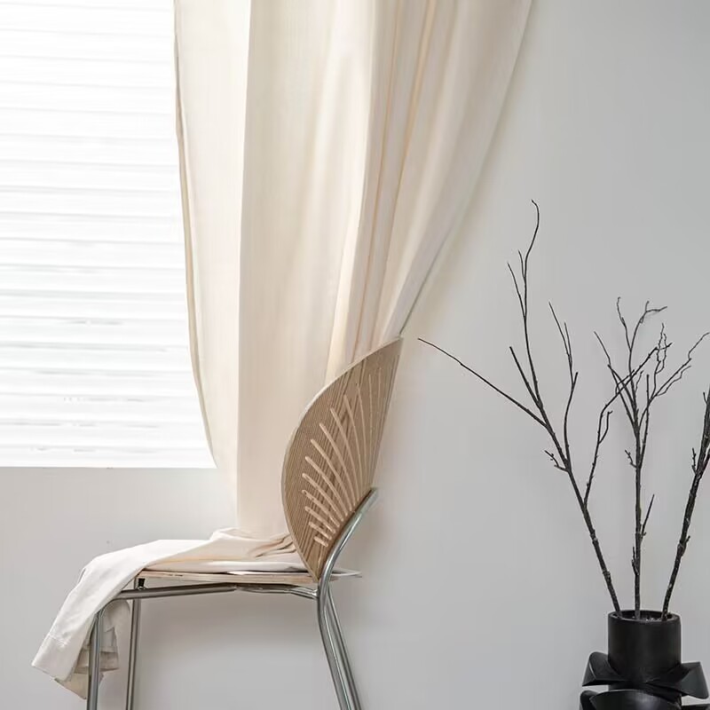 White and Fresh Window Curtain Panel 1pc – Linen Blend Light Filtering Bedroom