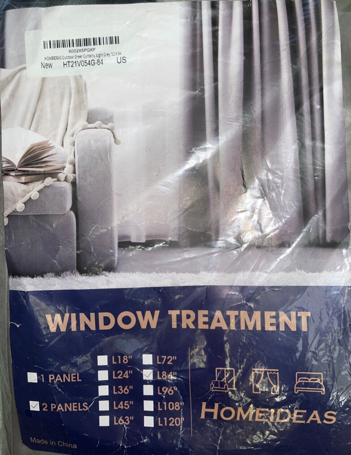 2 PCS Panels 52 X 84″ Light Gray 1.5″ Grommet Voile Sheer Curtain In/Outdoor