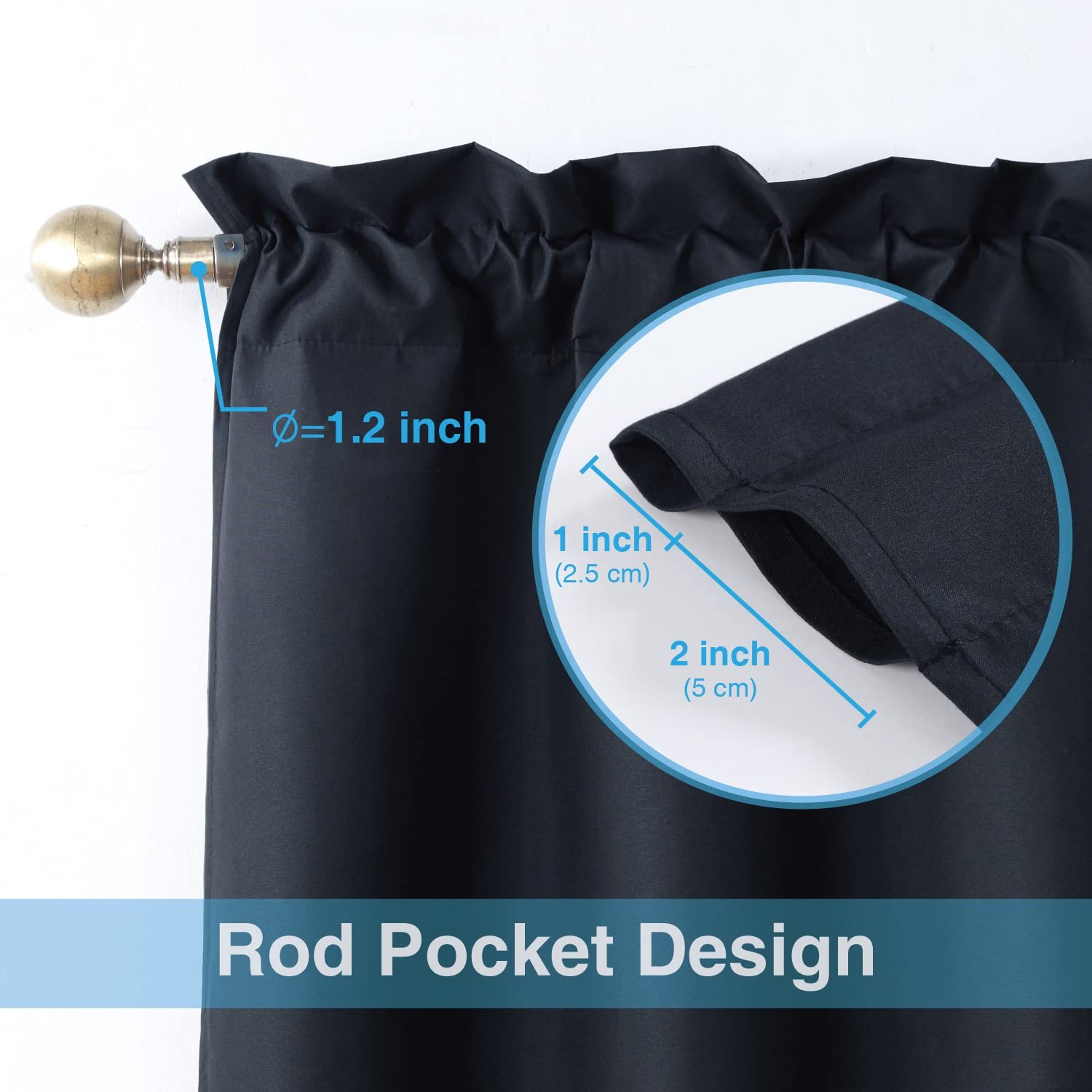 Rod Pocket Tier Curtains for Small Windowâ€”26″W x 24″Lâ€”Pack of 2â€”Black