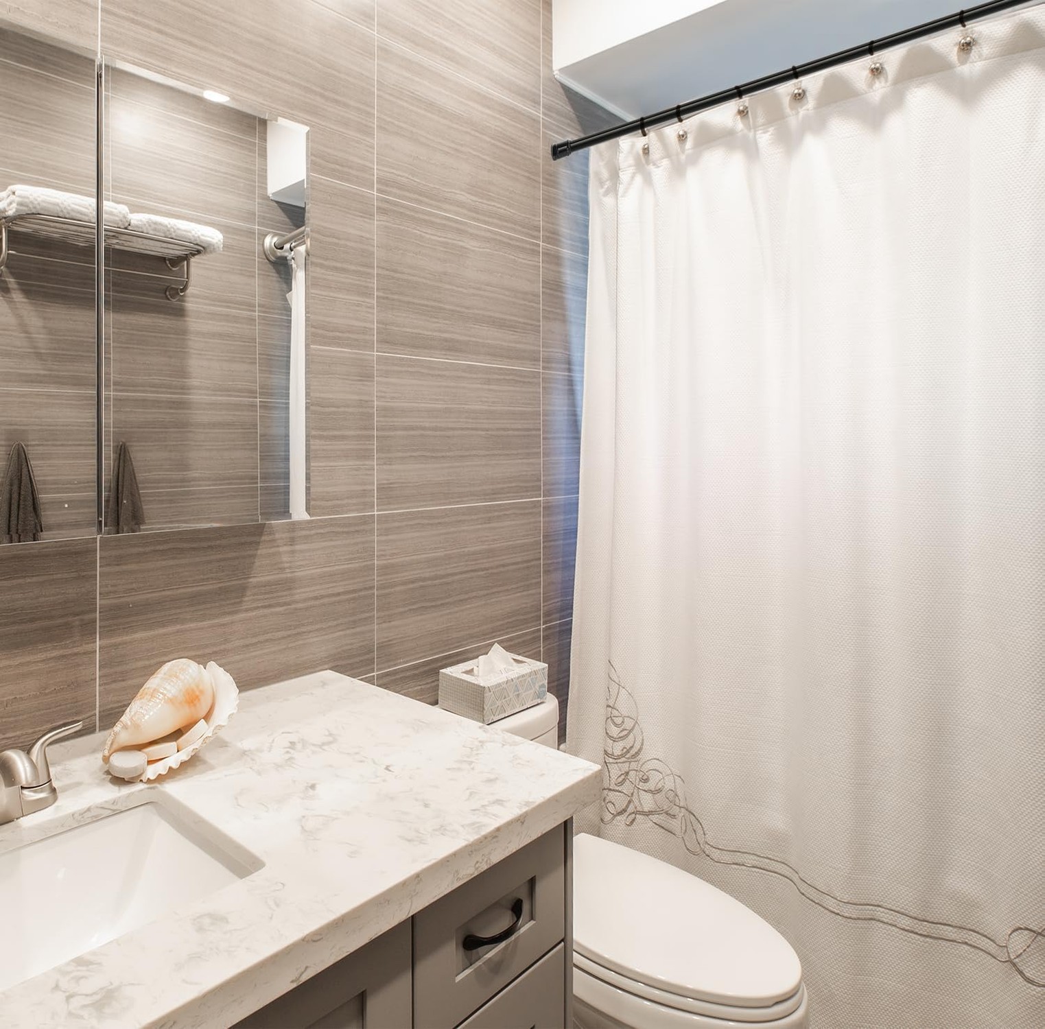 Shower Curtain Rod 56-104 Inch, 1″Diameter Spring Long Adjustable Tension Cur…