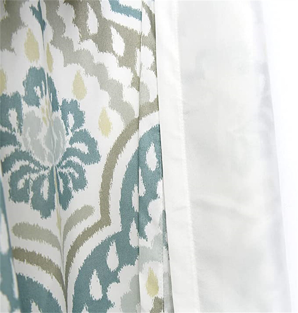 Tivoli Ikat Design Microfiber Curtains 2 Panel Set Living Room Bedroom Teal-Aqua