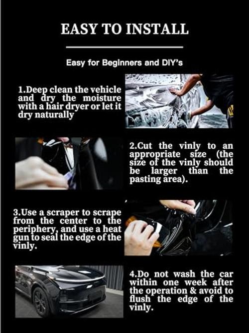 Gloss Black 5ft x 5ft Vinyl Wrap Roll for Car Body