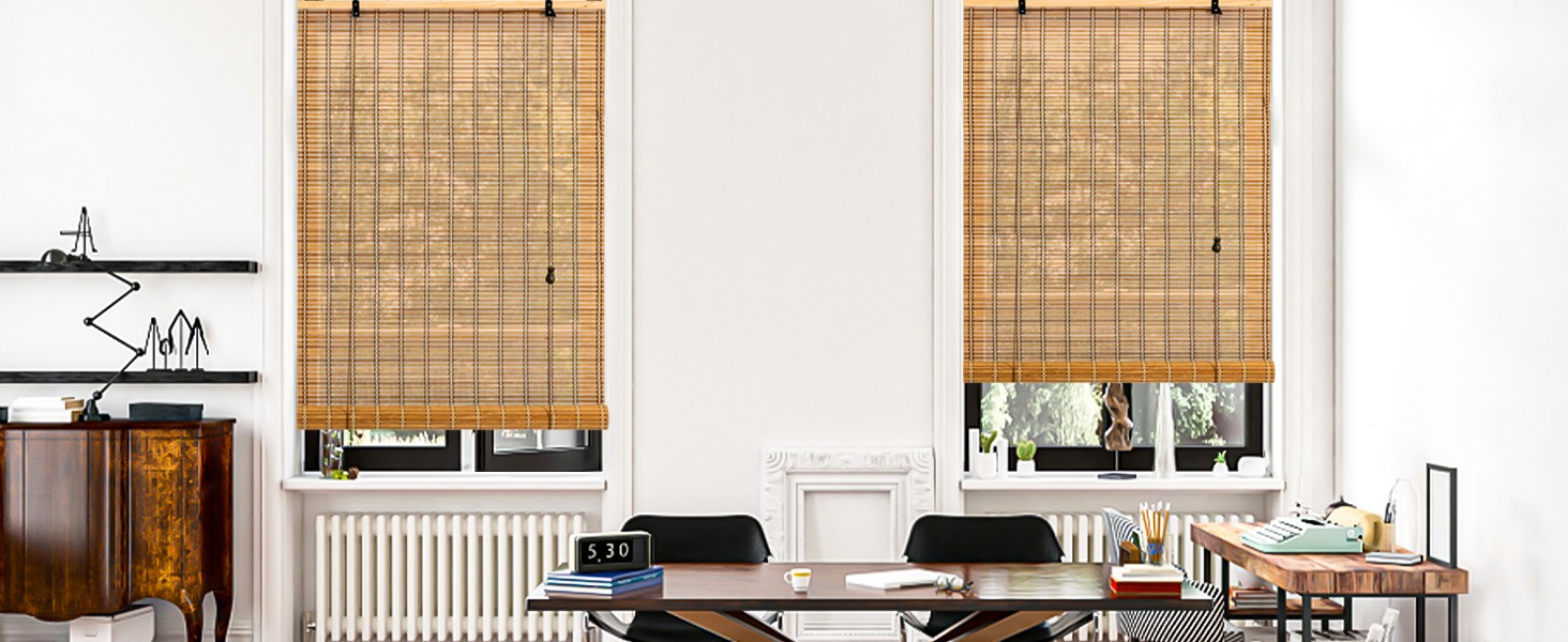 24×72 Inch Bamboo Blinds for Interior Windows, UV Protection Roman Bamboo