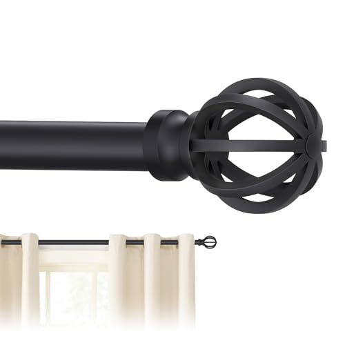 Curtain Rods for Windows 28 to 48 Inch, 5/8″ Diameter 28-48″(1 Pack) Black