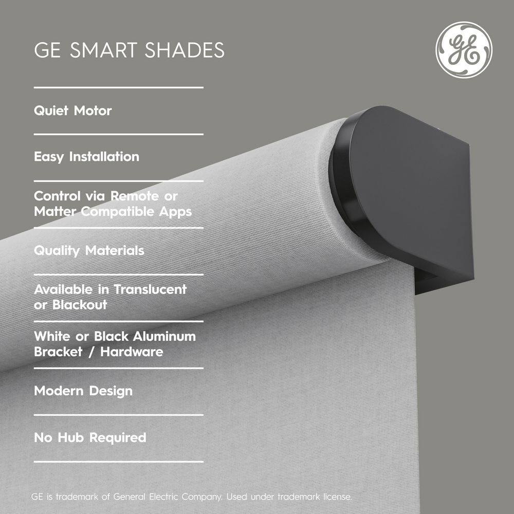 Smart Shade, Motorized Window Blind, Black Hardware, Blackout White Fabric, 38.0