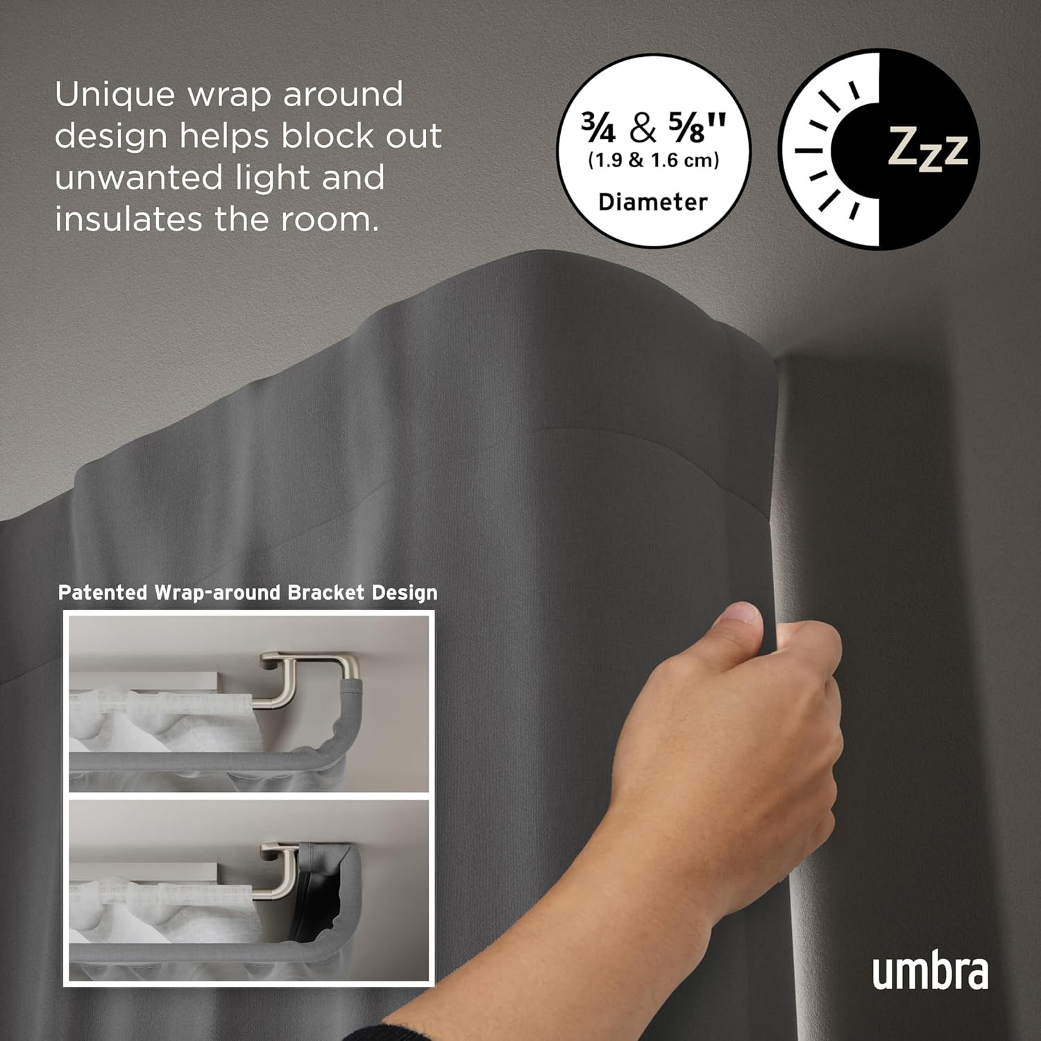 Twilight Wrap Around Double Curtain Rod Set, 66-144 Inches, Nickel Finish