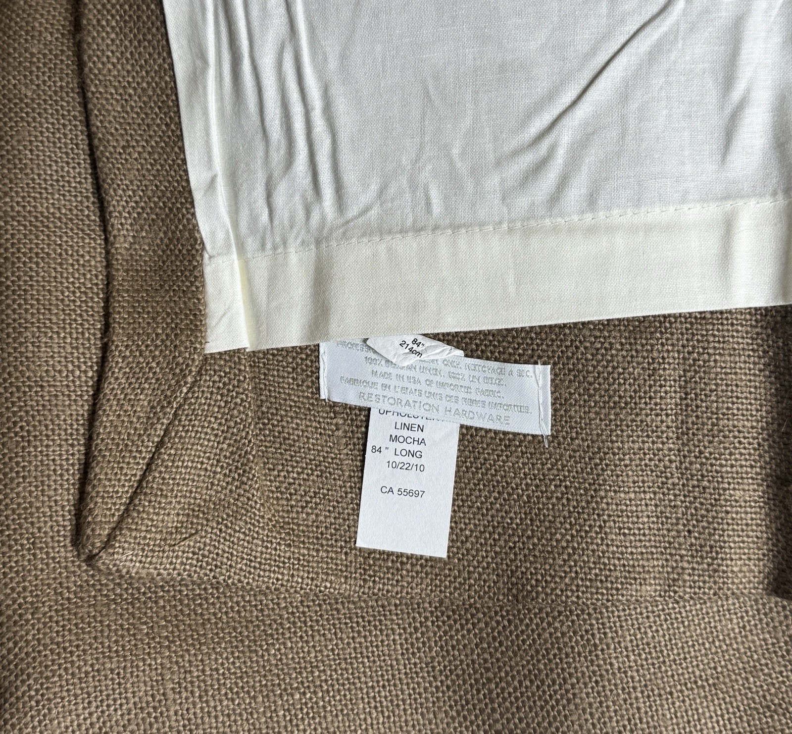 Restoration Hardware Heavyweight Textured Belgian Linen Drape RP 50 x 84 Mocha
