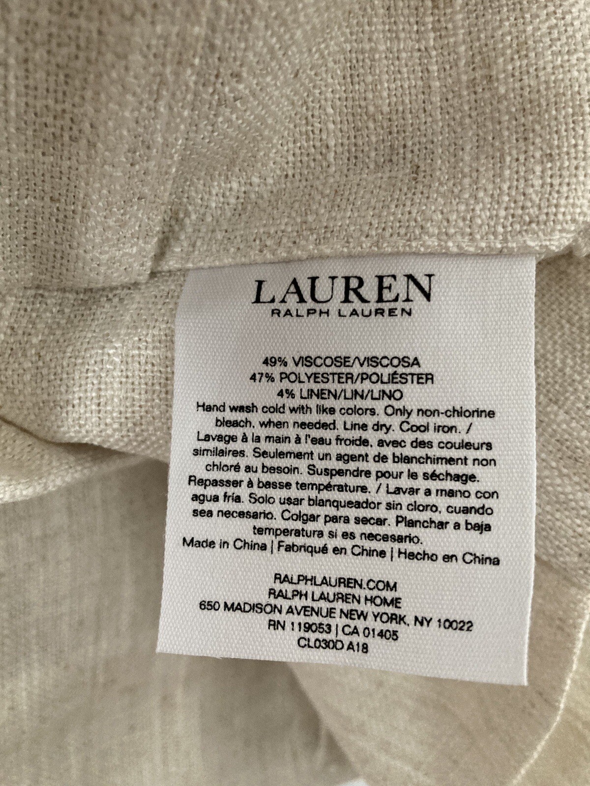 2 Ralph Lauren Back Tab Panels Curtains Belgian Linen Natural Beige 54″ x 96″