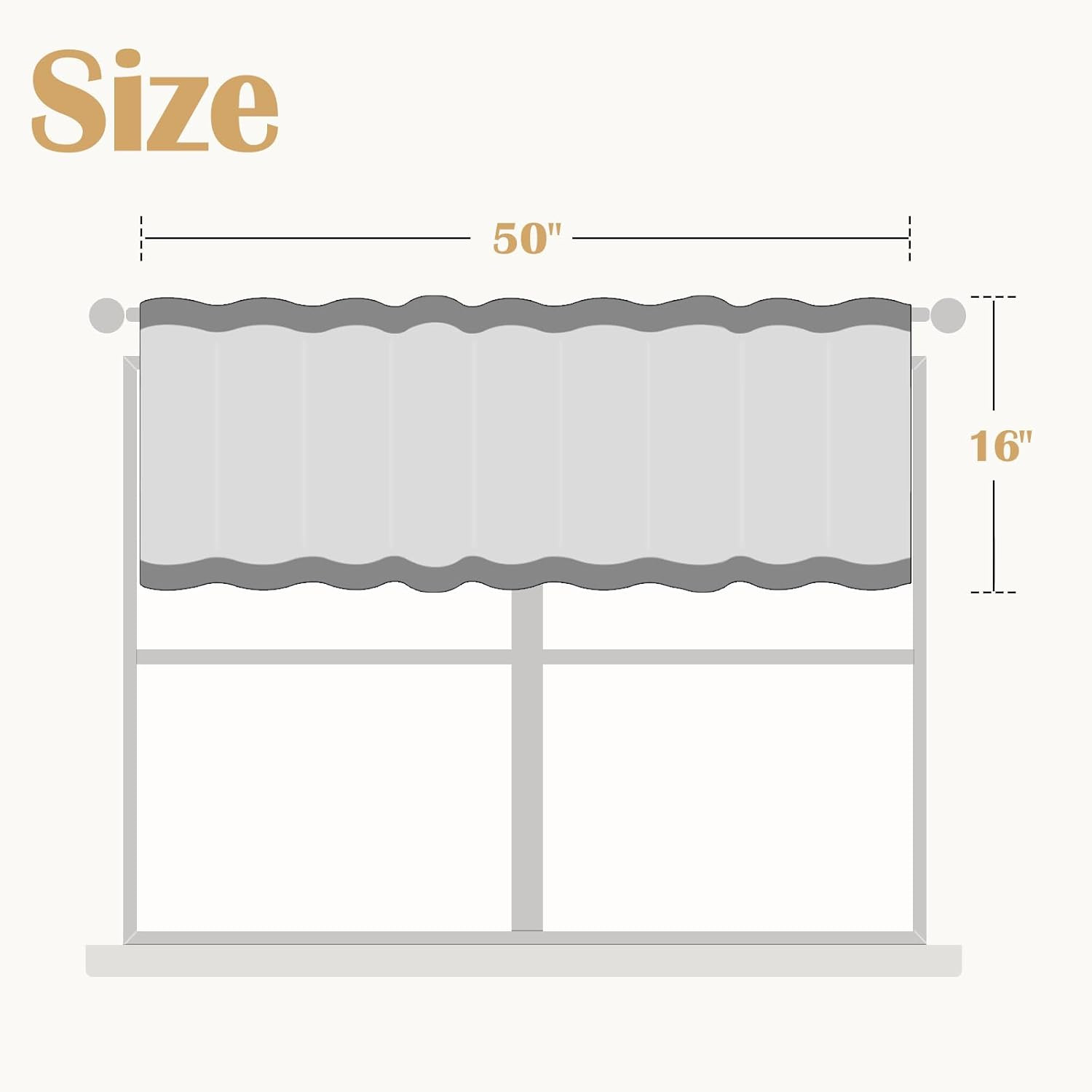 jinchan Linen Valance with Lace Trim Farmhouse Rustic Valance Curtain for Window