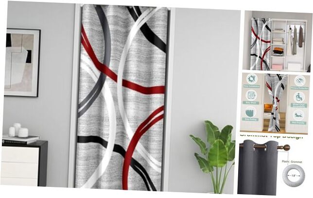 Abstract Circles Door Curtain Red Black White 42″W x 80″L (Pack of 1) Multi 28