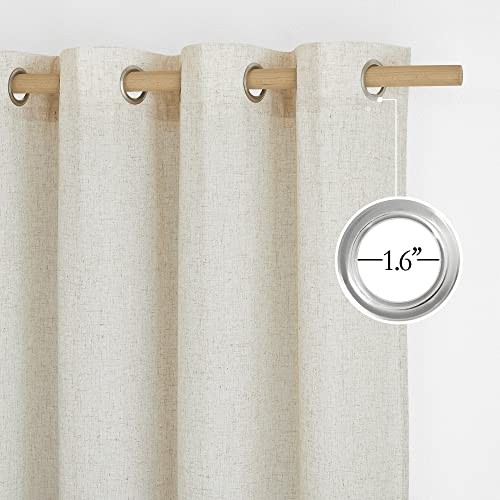 Short Linen Cafe Curtains for Kitchen, Thick 42″W x 48″L (Pack of 2) Natural