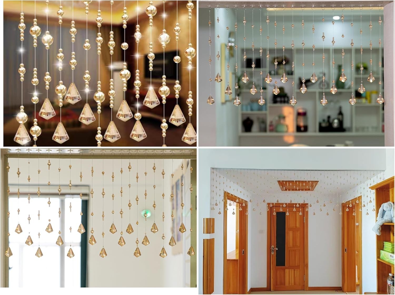 Crystal Beaded Curtain, 20 Strings Door String Curtain, Hanging Door Beads Curta