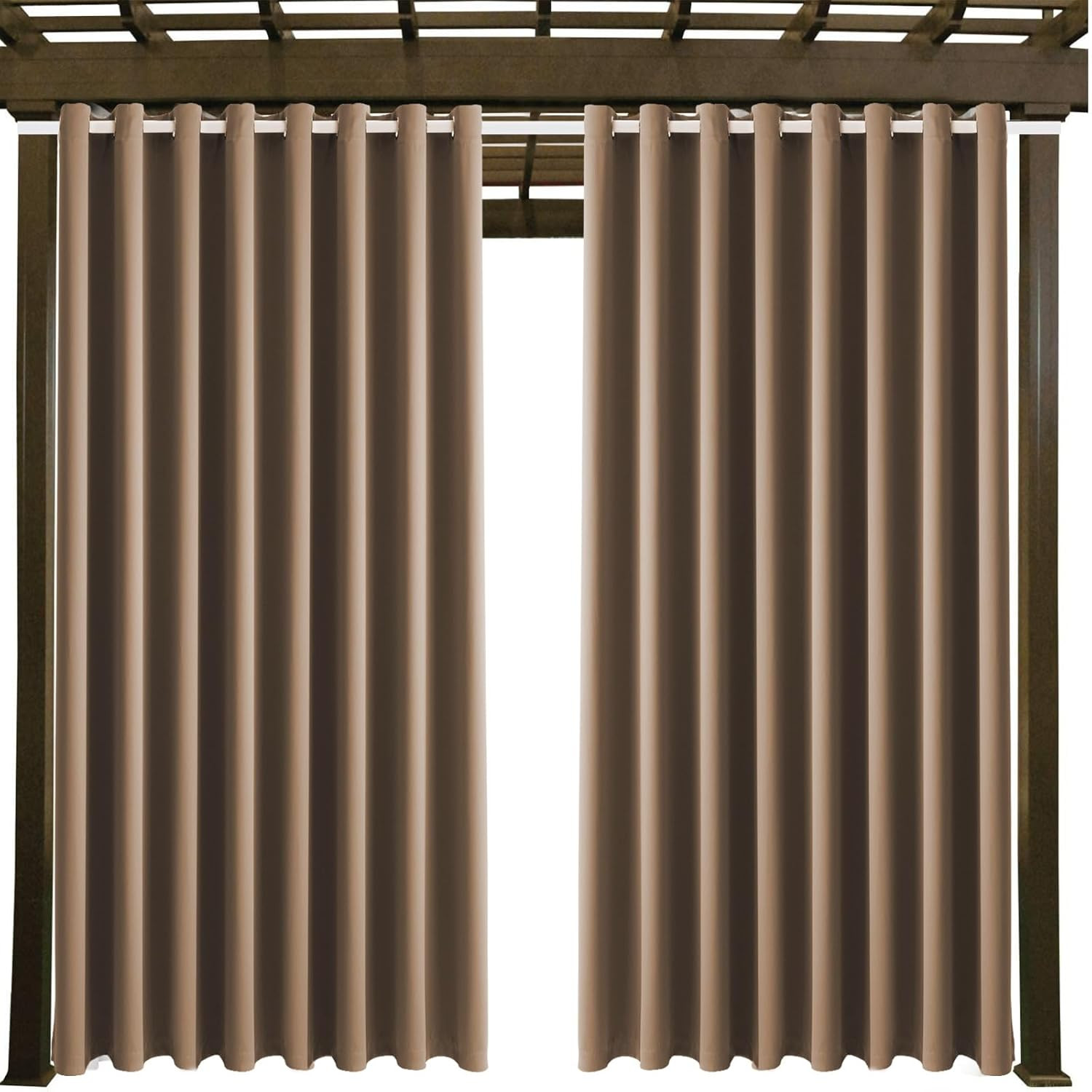 Waterproof Outdoor Curtains 105×95 – Blackout Drapes for Patio & Porch (Camel)