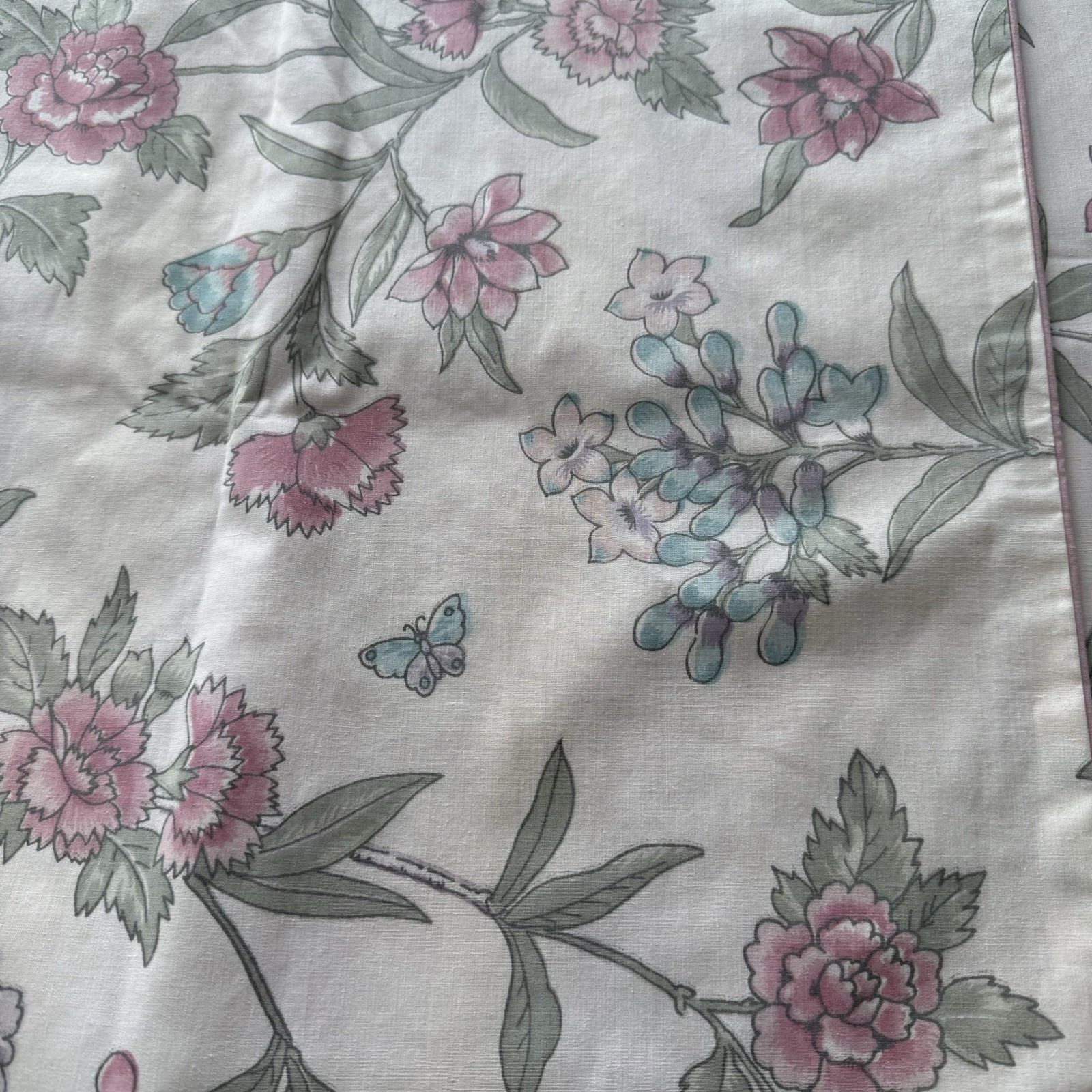 VTG SET 3 Floral Butterfly Lined Curtain Panels Retro 80s Tie Backs 88” L READ
