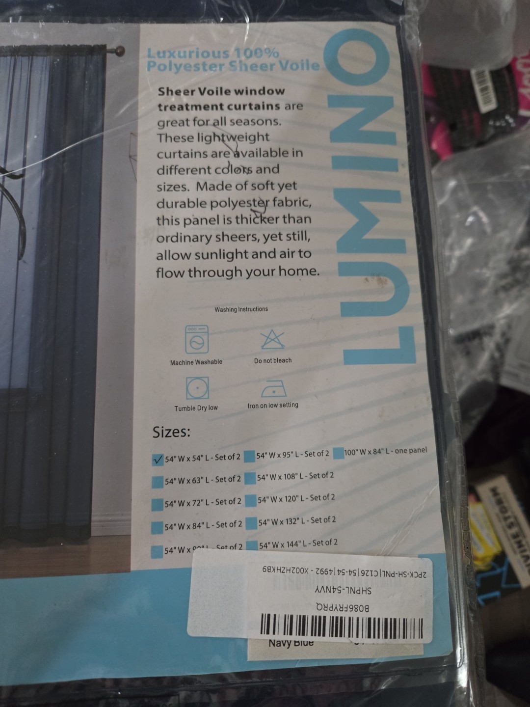 Lumino Polyester Sheer Voile Panels- Set of 2 – HLC.me – Blue – 54×54