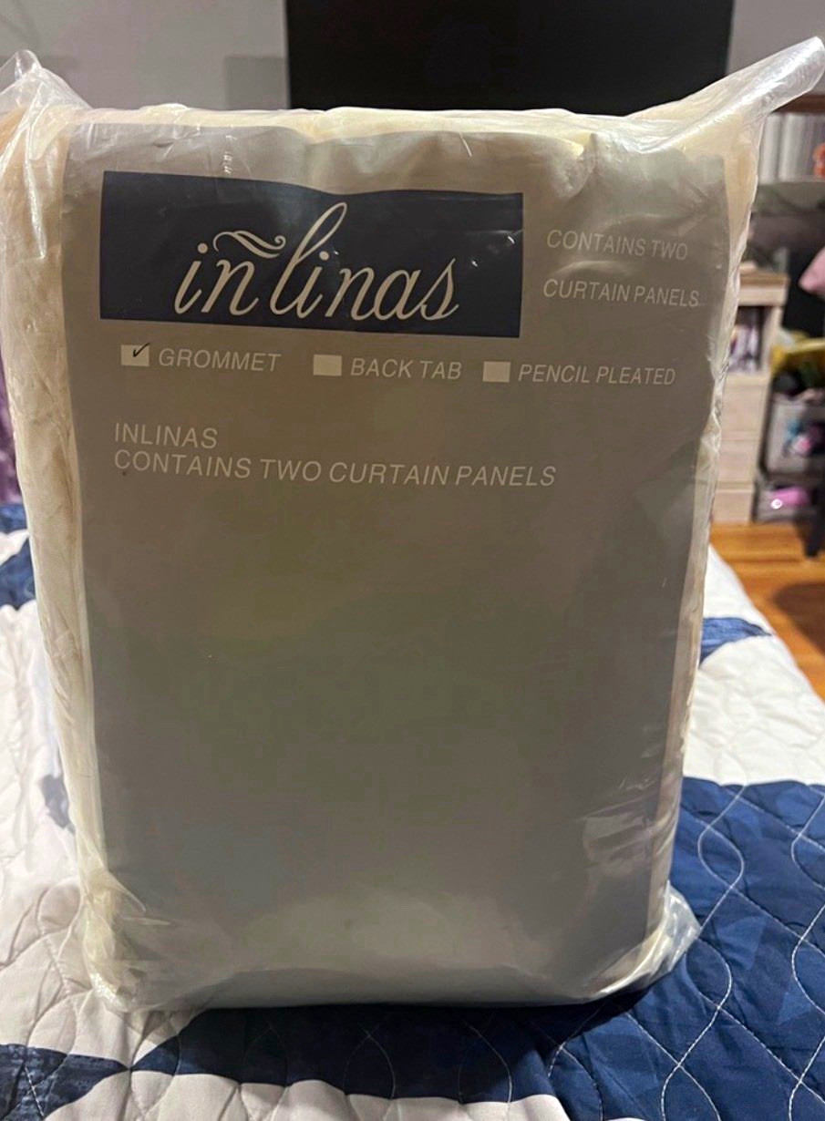 inlinas Sheer Linen Grommet Curtain Panels White 52×84 Set of 2