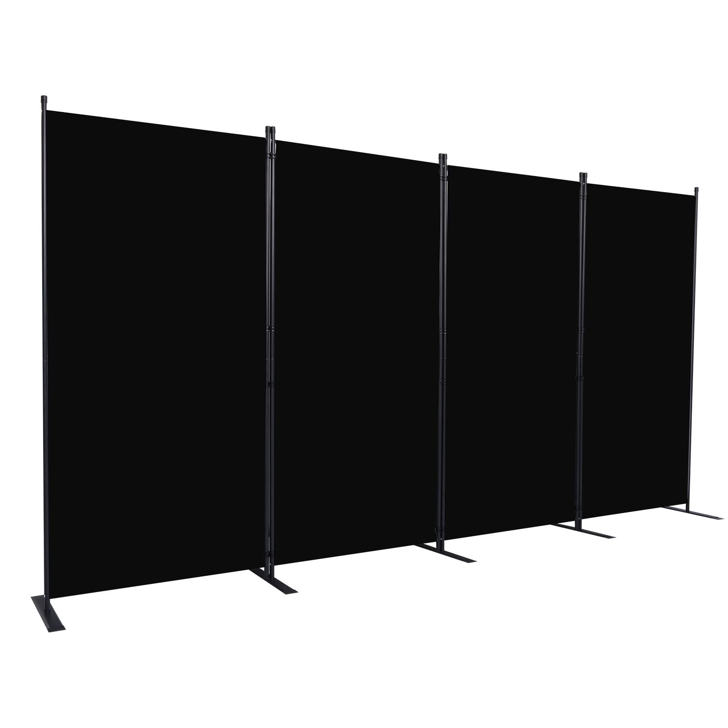 Room Divider, 4 Panel Folding Privacy Screens with Wider Feet, Black | 136″ W…
