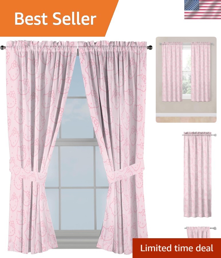 Window Curtains for Bedroom 4-Piece Drape Set with 2 Tiebacks, Pink – Hello K…