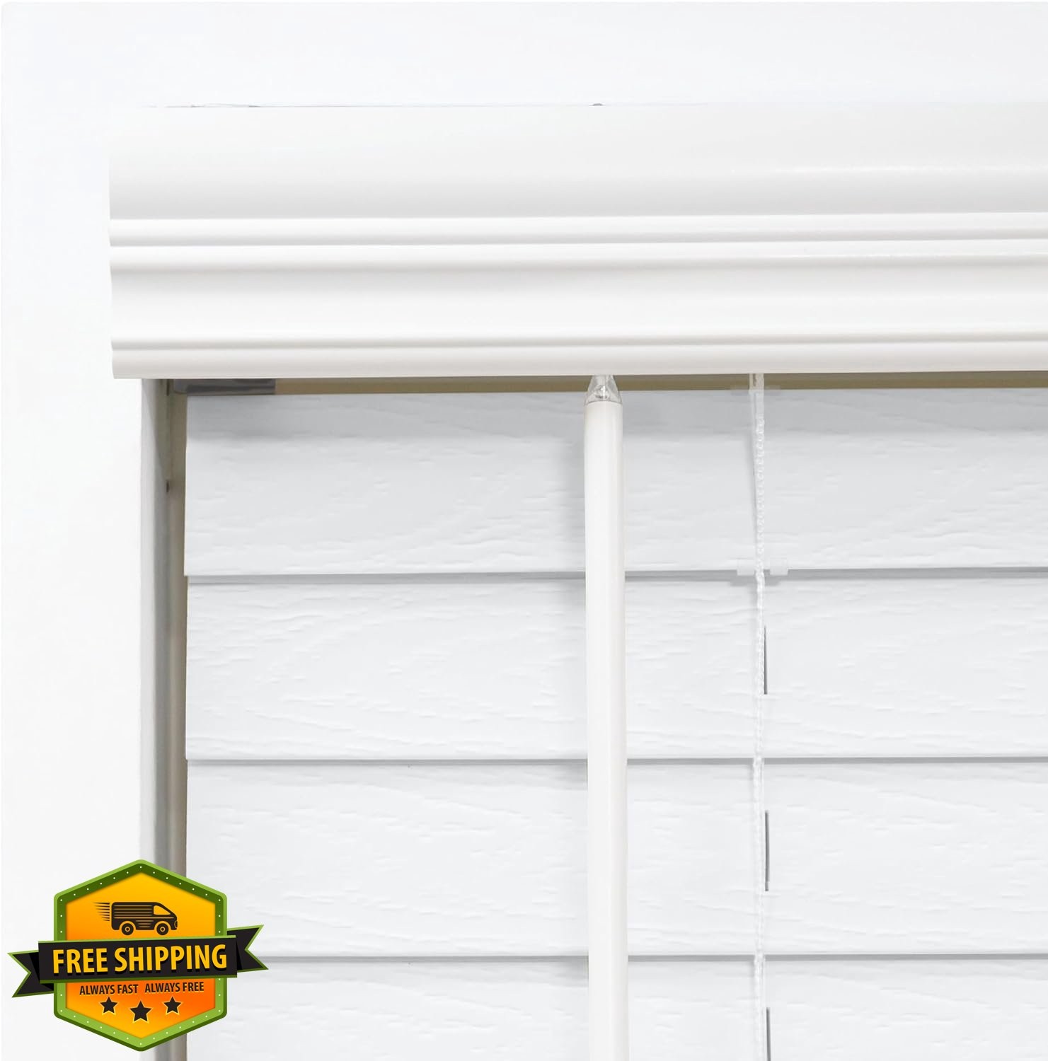 DEZ FURNISHINGS 2″ Faux Wood Blind Embossed White 20.5″W x 60″H