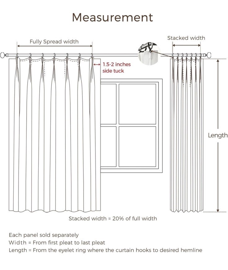 TWOPAGES Lila Thermal Insulated Pleated Curtains Ivory White (2) 52”Wx102”L NEW