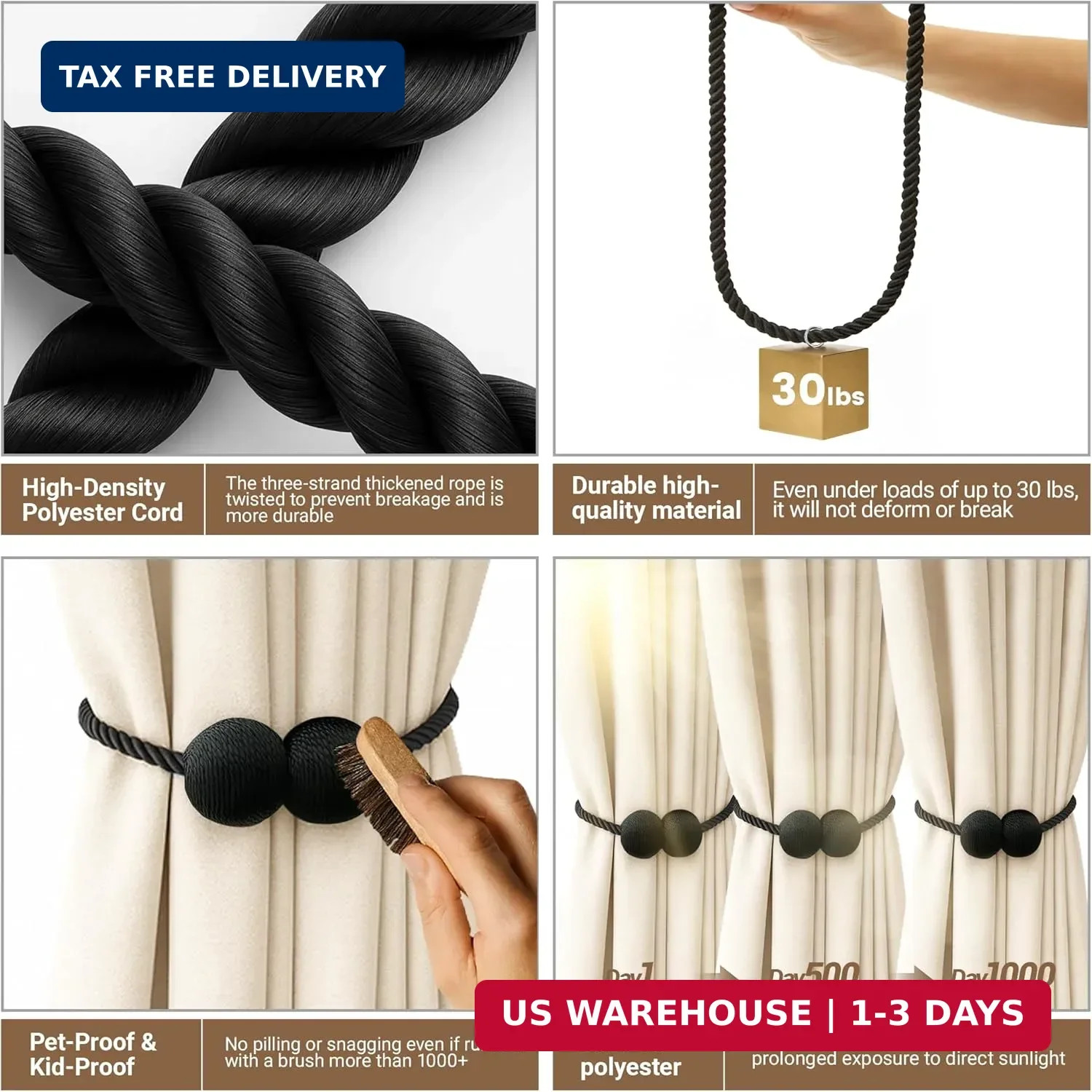 Magnetic Curtain Tiebacks Black 2 Pack Curtain Holdbacks Clips Hooks